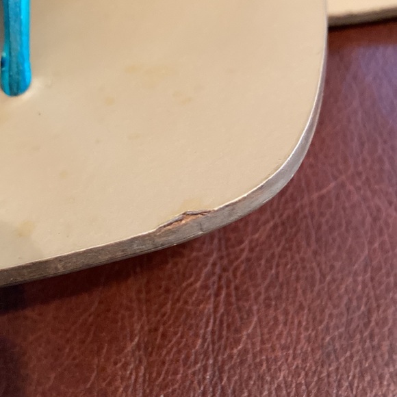 Turq. Unisa leather thong sandals from Brazil, sz. 7 1/2, 2” hi $19 - Picture 4 of 4